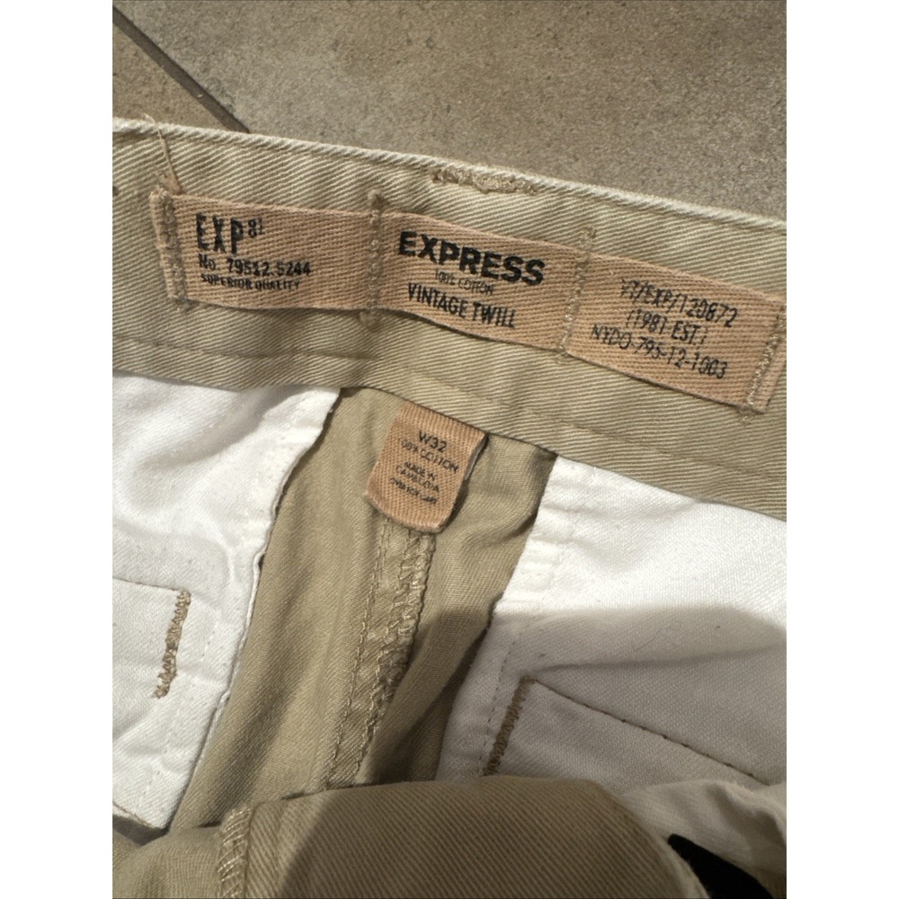Vtg Express Mens Sz 32 Cargo Shorts Vintage Twill Utility Khaki Gorpcore Hiking - Picture 9 of 10